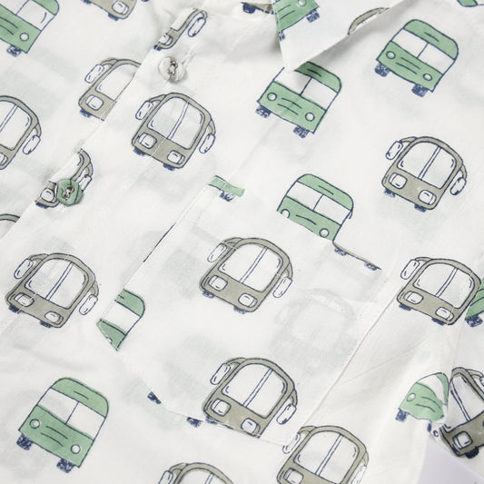 Bus Ride Design Hand Block Printed Cotton half Sleeve Shirt for Boys – Sanganeri Kids Wear
