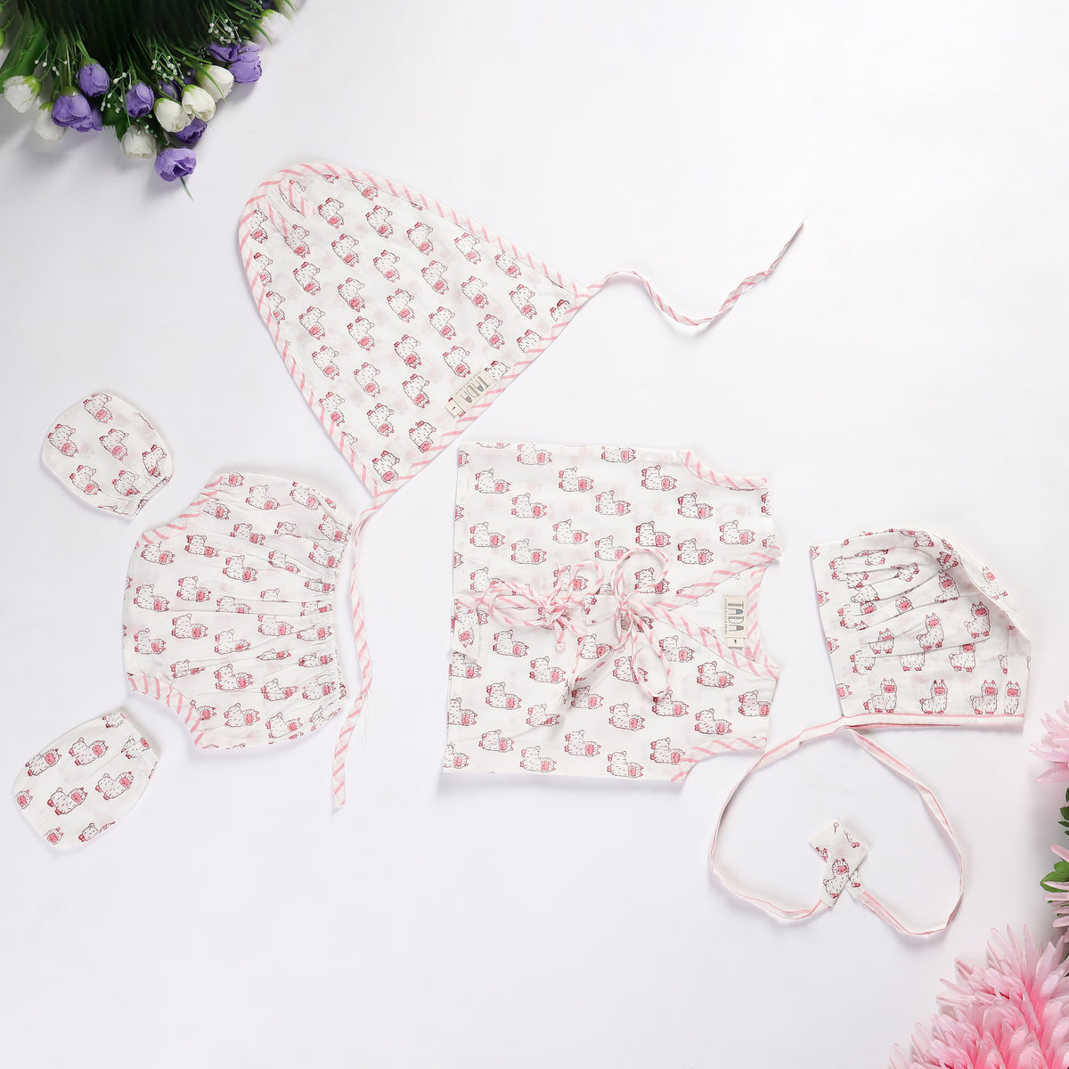 Newborn Jhabla Set - Cute Owl Hand Block Print