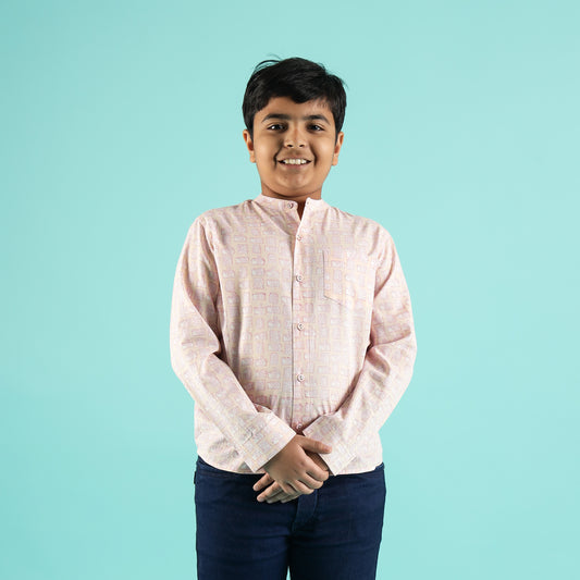 Geometric Glow Design Hand Block Printed Cotton Half Sleeve Co-ord Set for Boys – Sanganeri Kids Wear