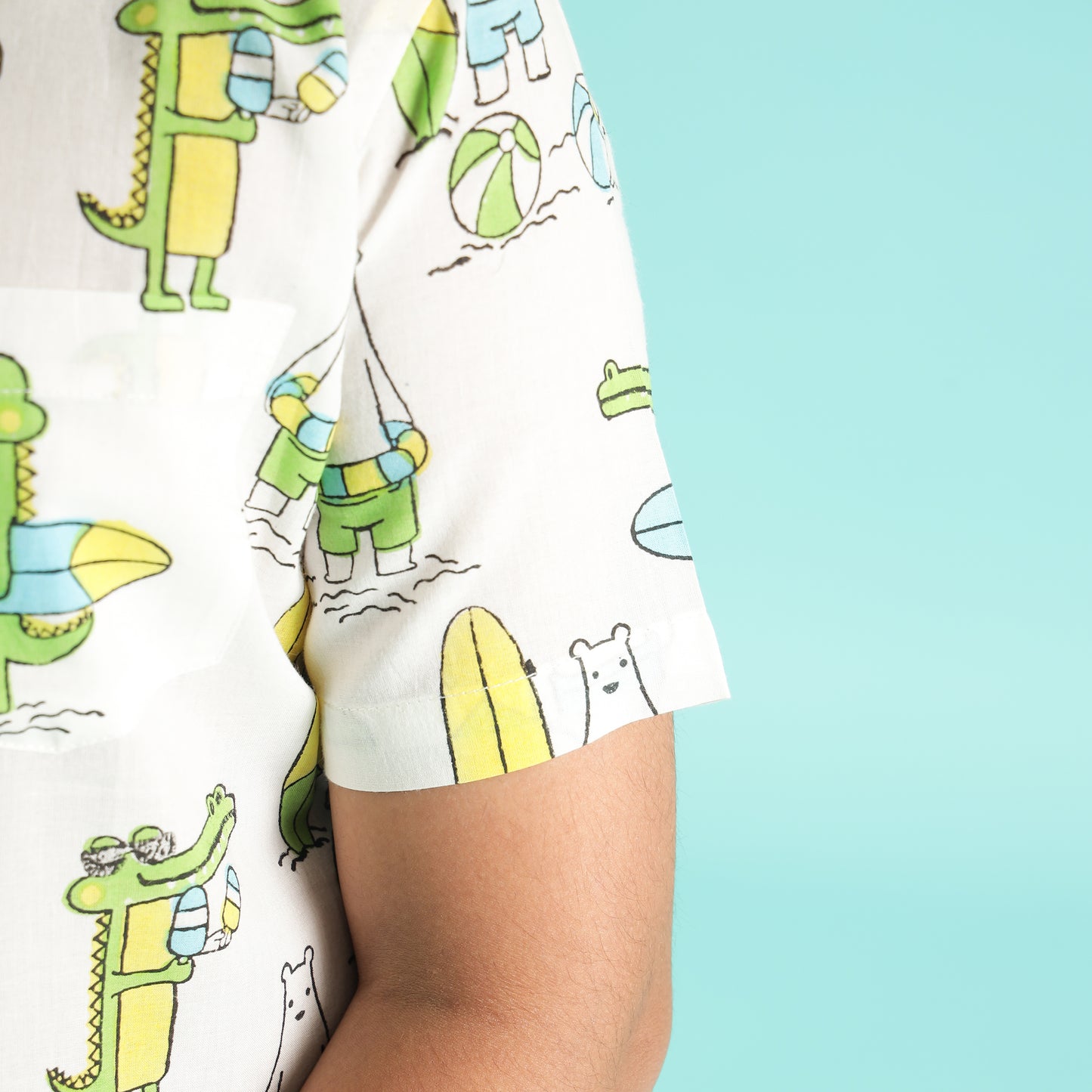 Tropical Adventures Design Hand Block Printed Cotton Half Sleeve Shirt for Boys – Sanganeri Kids Wear
