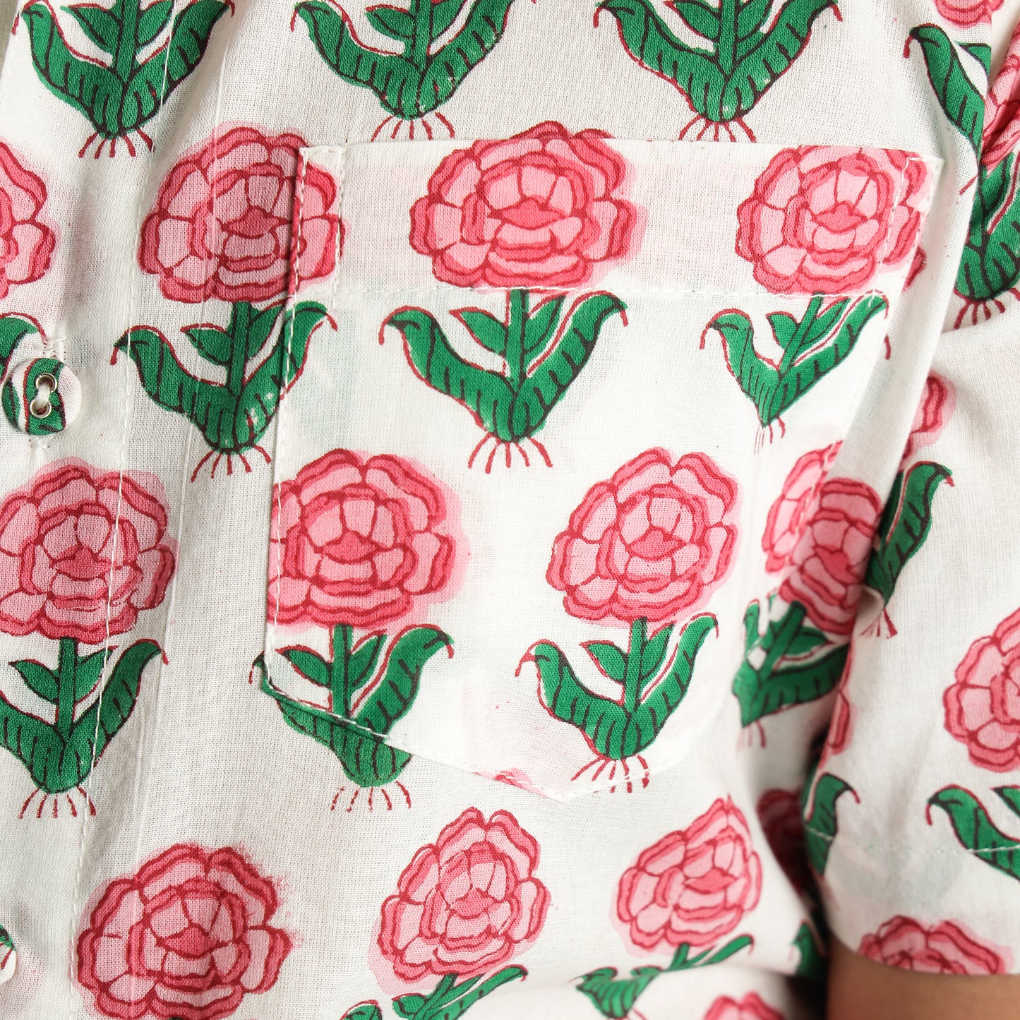 Rosy Garden Design Hand Block Printed Cotton Half Sleeve Shirt for Boys – Sanganeri Kids Wear