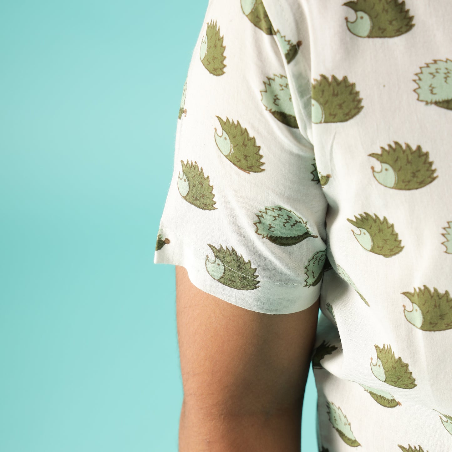 Hedgehog Haven Design Hand Block Printed Cotton Half Sleeve Shirt for Boys – Sanganeri Kids Wear