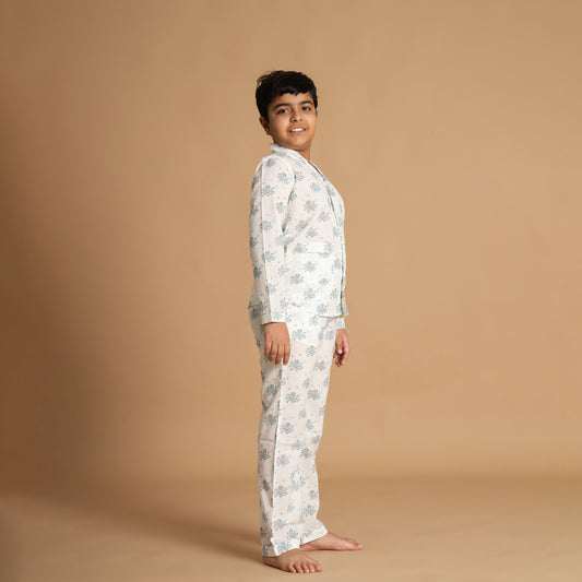 Deep Sea Dreams Design Hand Block Printed Cotton Night Suit for Boys