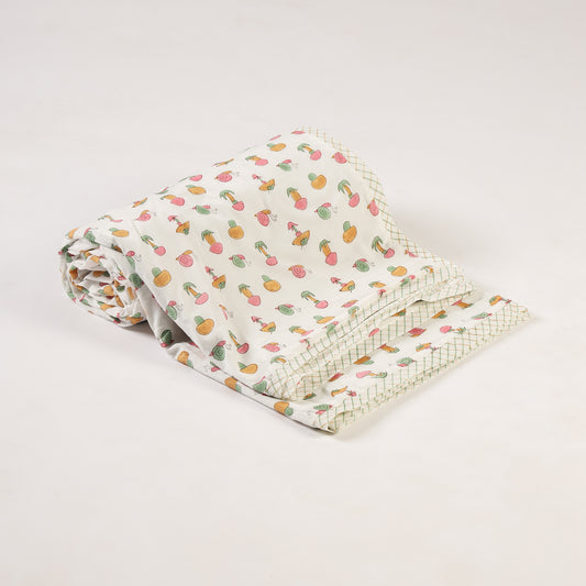Forest Friends Design Hand Block Printed Cotton Swaddle Blanket