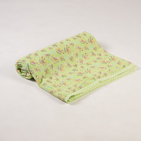 Marine Meadow Design Hand Block Printed Cotton Swaddle Blanket