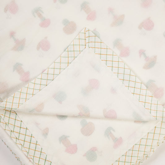 Mushroom Snail Design Hand Block Printed Cotton Swaddle Blanket