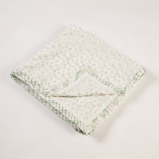 Spring Sprout Design Hand Block Printed Cotton Swaddle Blanket