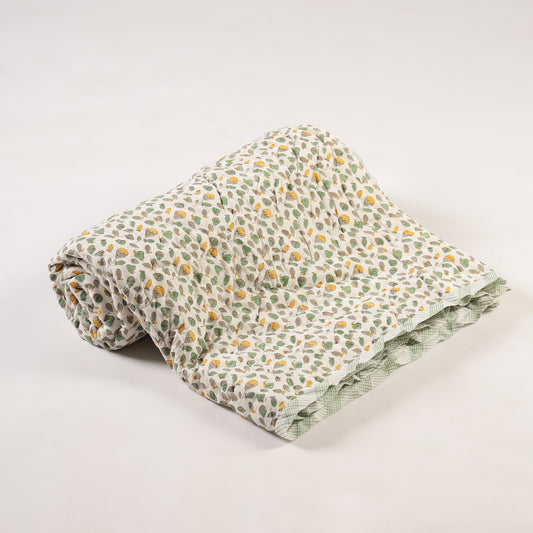 Fresh Citrus Garden Design Hand Block Printed Cotton Swaddle Blanket