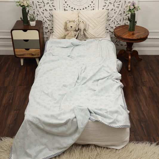 Midnight Border Design Hand Block Printed Cotton Swaddle Blanket