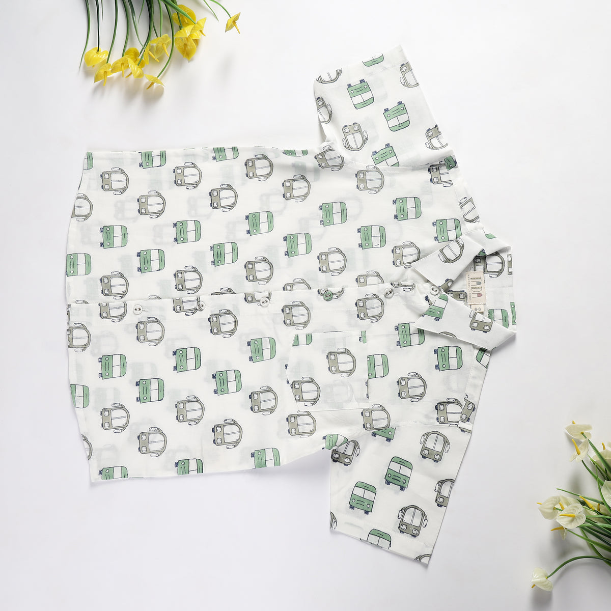 Bus Ride Design Hand Block Printed Cotton half Sleeve Shirt for Boys – Sanganeri Kids Wear