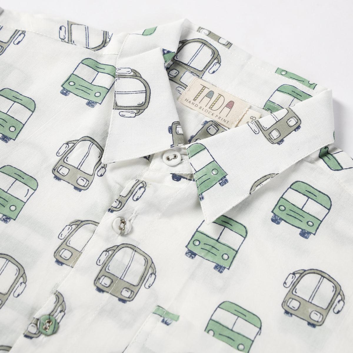 Bus Ride Design Hand Block Printed Cotton half Sleeve Shirt for Boys – Sanganeri Kids Wear