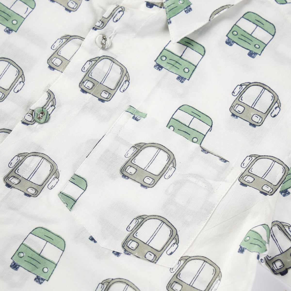 Bus Ride Design Hand Block Printed Cotton half Sleeve Shirt for Boys – Sanganeri Kids Wear