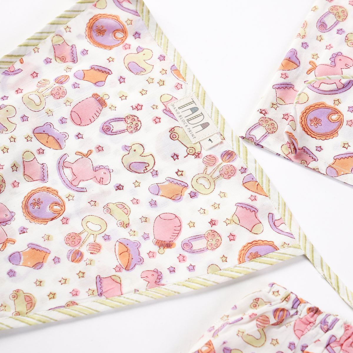 "Newborn Jhabla Set - Essentials Design Hand Block Printed".