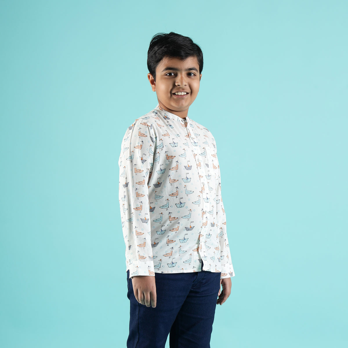 Ocean Voyage Design Hand Block Printed Cotton Half Sleeve Co-ord Set for Boys – Sanganeri Kids Wear