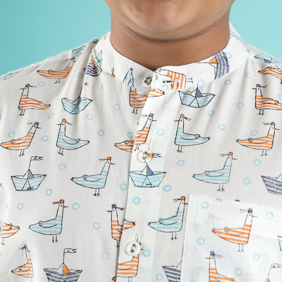 Ocean Voyage Design Hand Block Printed Cotton Half Sleeve Co-ord Set for Boys – Sanganeri Kids Wear
