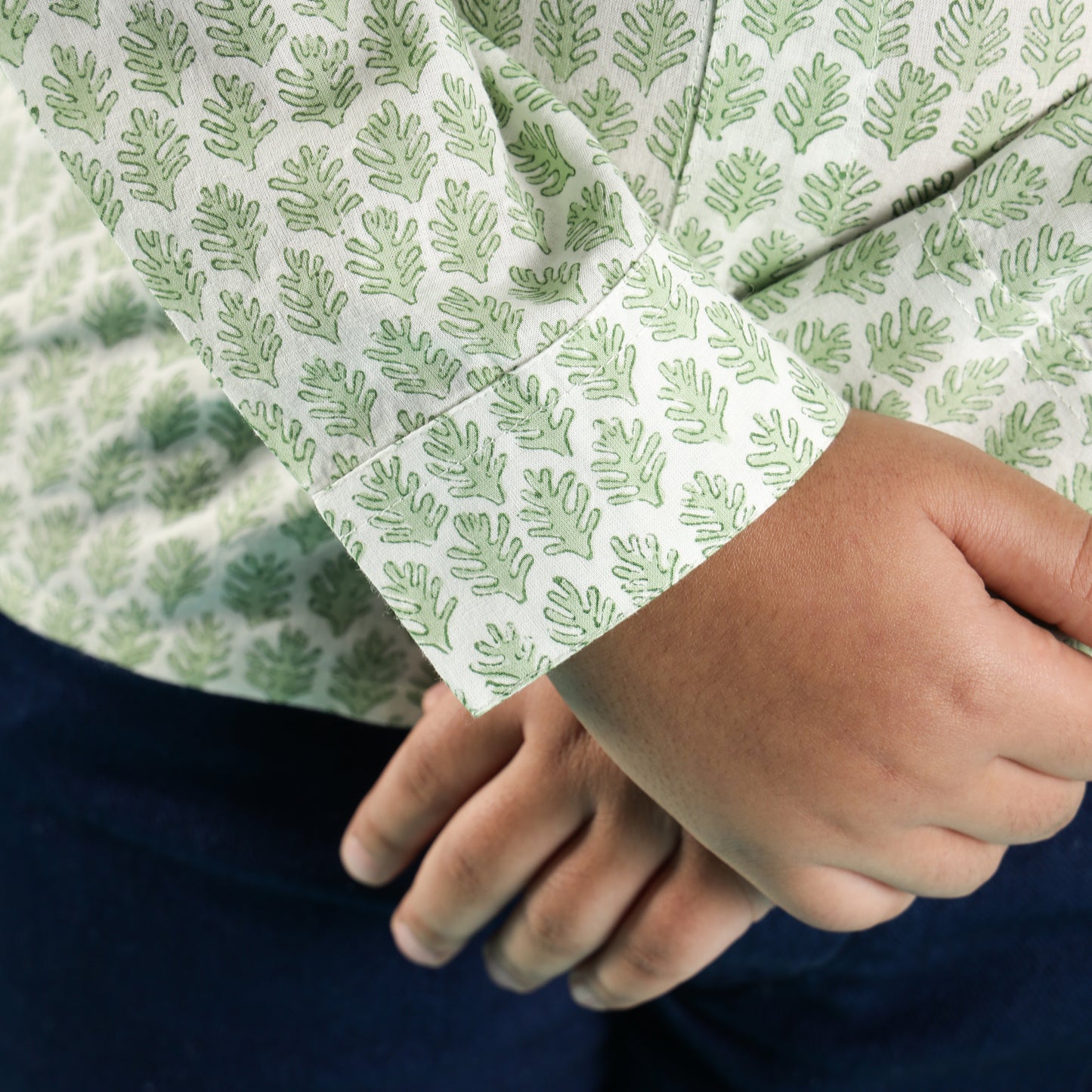 Forest Breeze Design Hand Block Printed Cotton Full Sleeve Shirt for Boys – Sanganeri Kids Wear