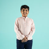 Peach Whisper Design Hand Block Printed Cotton Full Sleeve Shirt for Boys – Sanganeri Kids Wear
