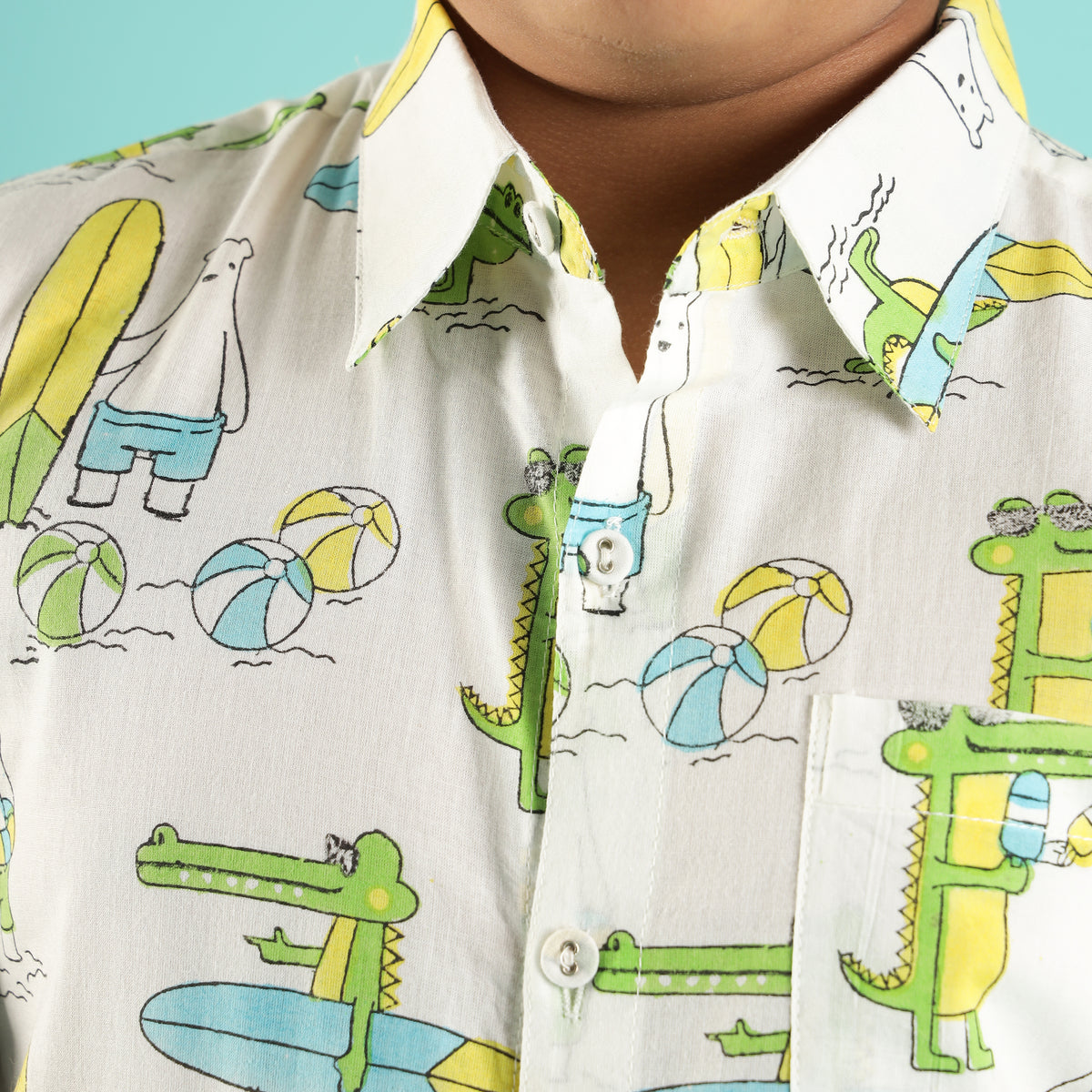 Surf Safari Design Hand Block Printed Cotton Full Sleeve Shirt for Boys – Sanganeri Kids Wear