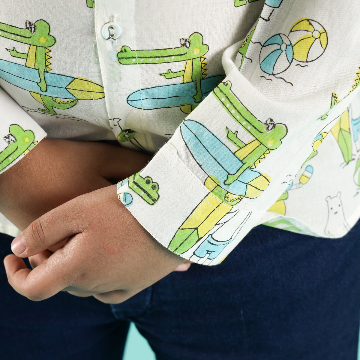 Surf Safari Design Hand Block Printed Cotton Full Sleeve Shirt for Boys – Sanganeri Kids Wear