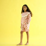 Organic Cotton Night Suit - Candy Checks Handcrafted Design Hand Block Printed for Girls