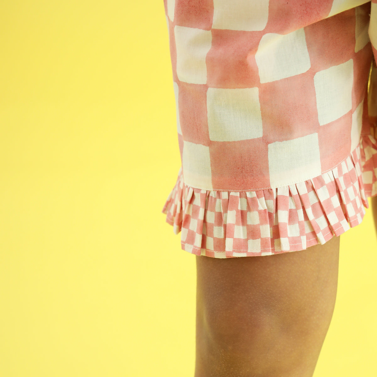 Organic Cotton Night Suit - Candy Checks Handcrafted Design Hand Block Printed for Girls