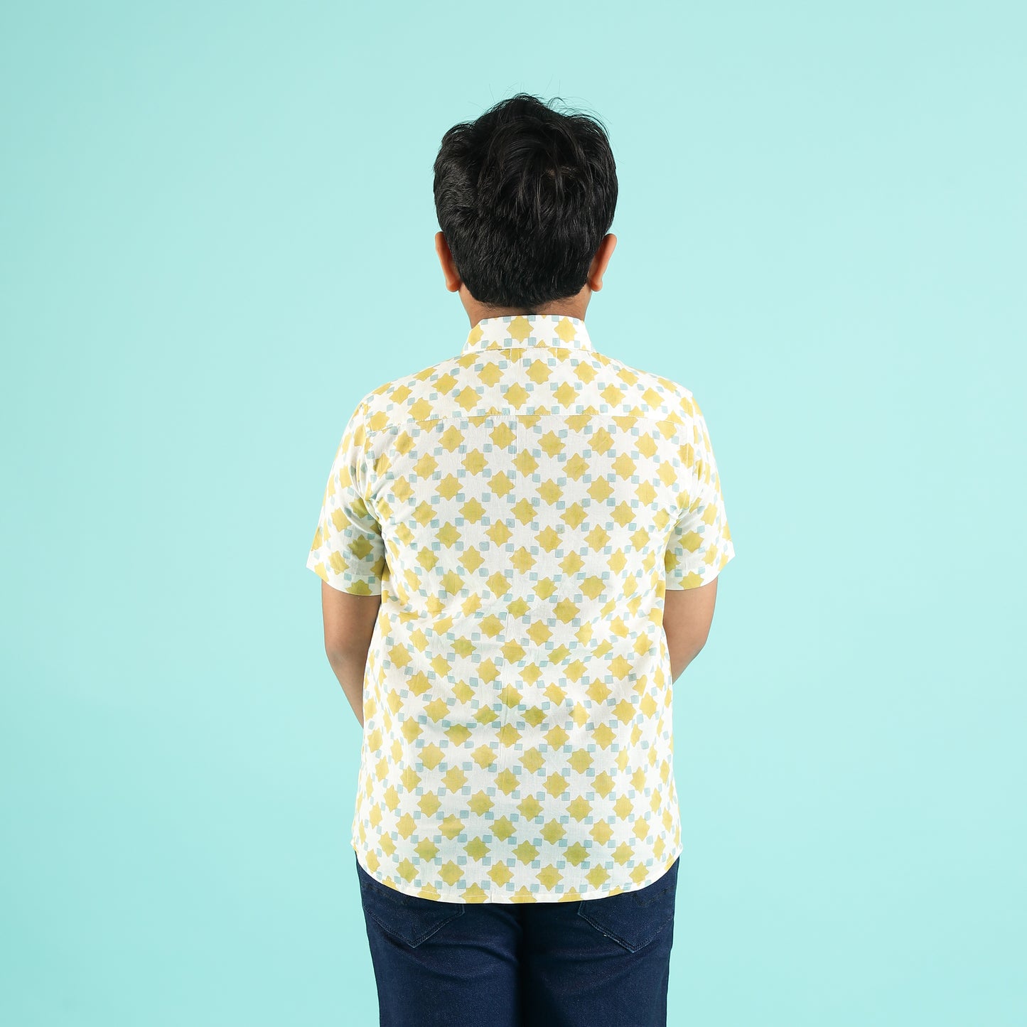 Lemon Mist Design Hand Block Printed Cotton Half Sleeve Shirt for Boys – Sanganeri Kids Wear