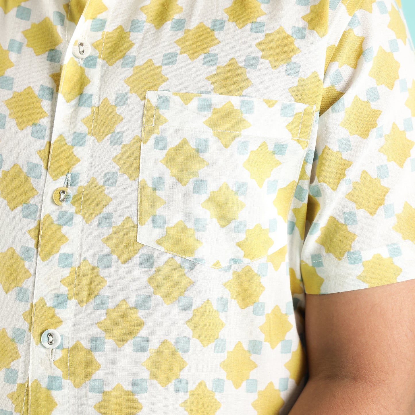 Lemon Mist Design Hand Block Printed Cotton Half Sleeve Shirt for Boys – Sanganeri Kids Wear