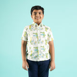 Tropical Adventures Design Hand Block Printed Cotton Half Sleeve Shirt for Boys – Sanganeri Kids Wear
