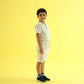 Dino Walk Design Hand Block Printed Cotton Half Sleeve Co-ord Set for Boys