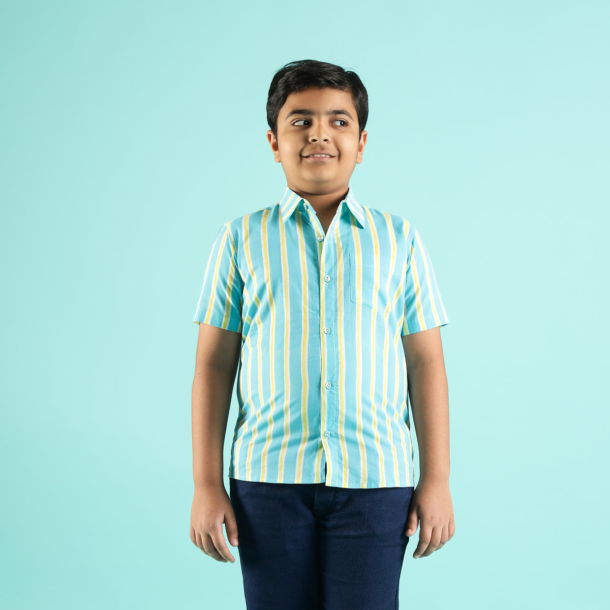 Summer Stripe Design Hand Block Printed Cotton Half Sleeve Shirt for Boys – Sanganeri Kids Wear