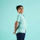 Summer Stripe Design Hand Block Printed Cotton Half Sleeve Shirt for Boys – Sanganeri Kids Wear