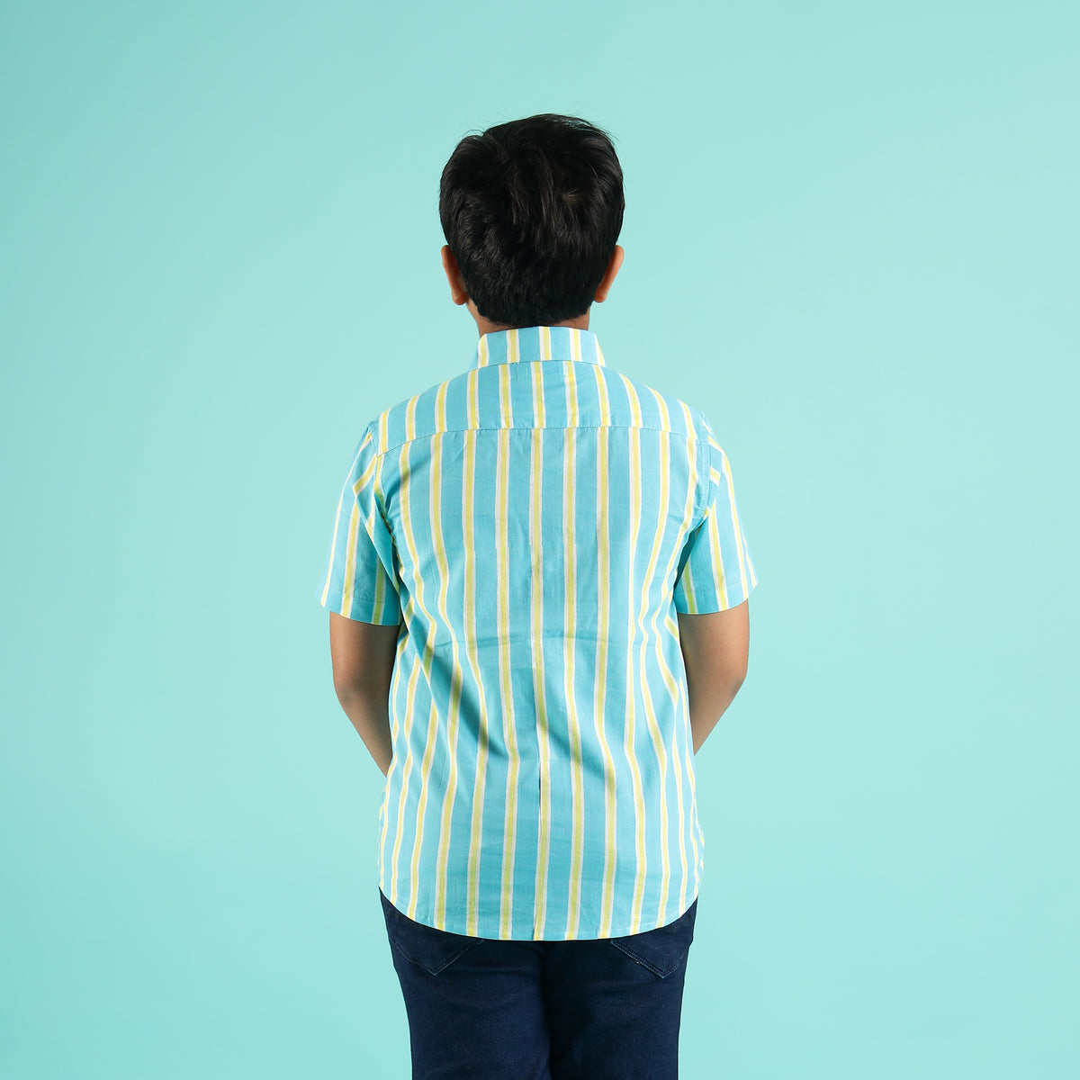 Summer Stripe Design Hand Block Printed Cotton Half Sleeve Shirt for Boys – Sanganeri Kids Wear