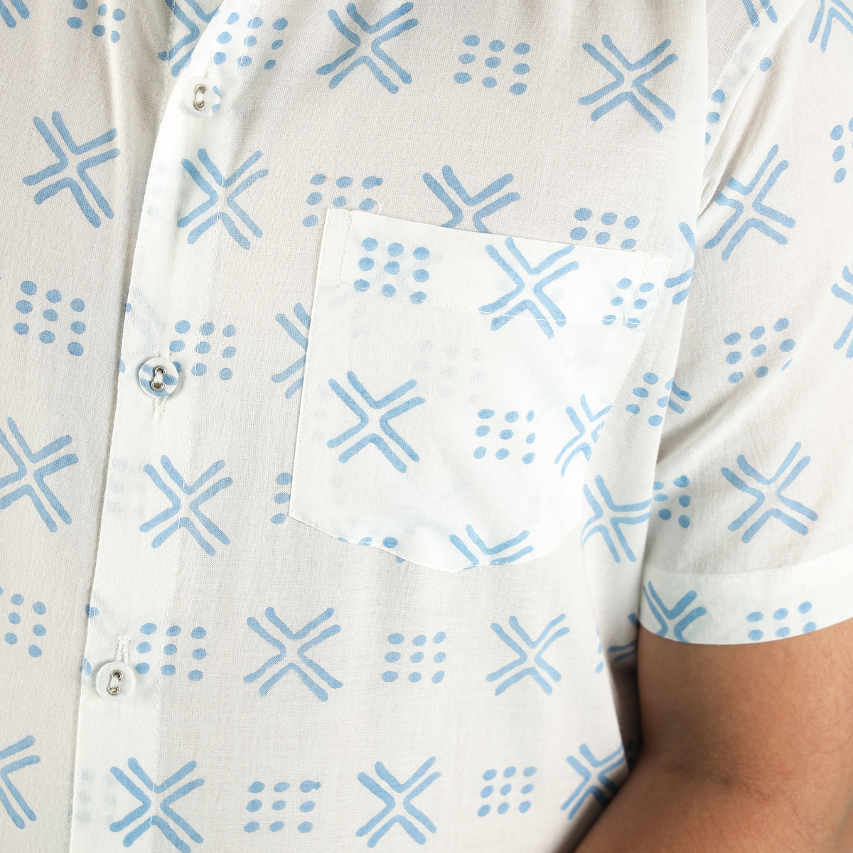 Azure Grids Design Hand Block Printed Cotton Half Sleeve Shirt for Boys – Sanganeri Kids Wear