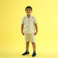 Snail Trail Design Hand Block Printed Cotton Half Sleeve Co-ord Set for Boys