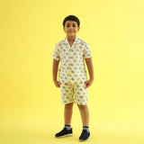 Snail Trail Design Hand Block Printed Cotton Half Sleeve Co-ord Set for Boys