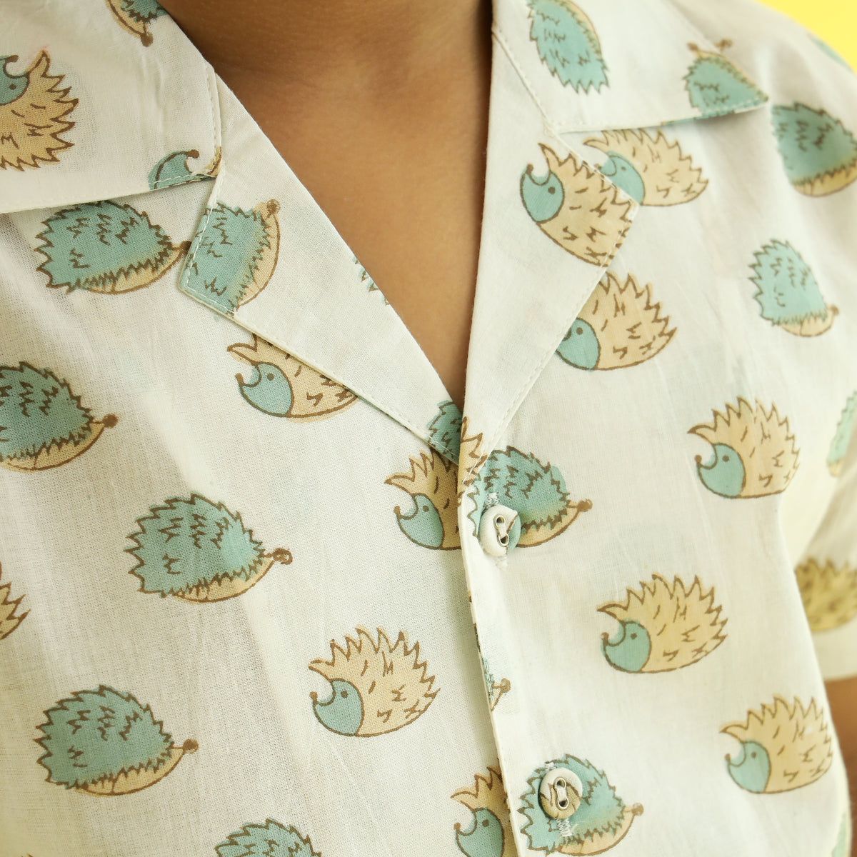 Snail Trail Design Hand Block Printed Cotton Half Sleeve Co-ord Set for Boys