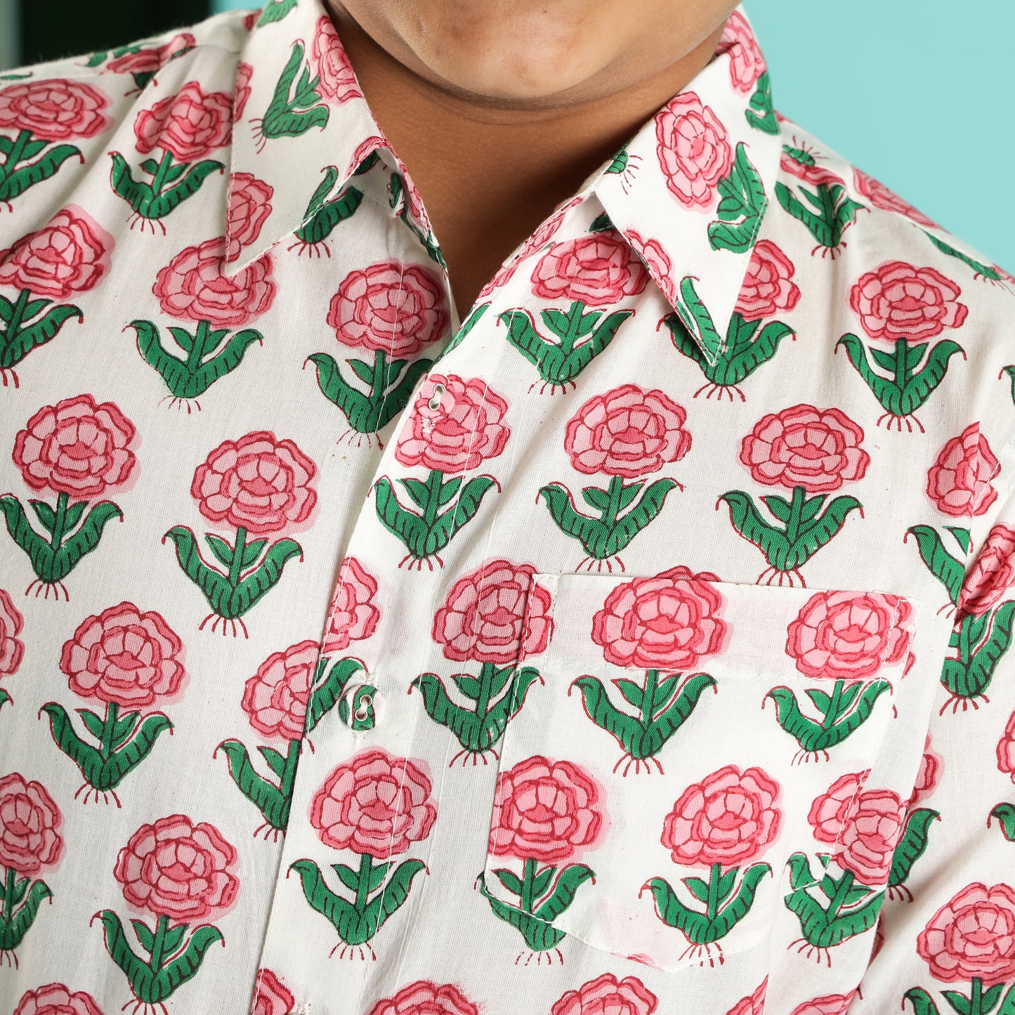 Rosy Garden Design Hand Block Printed Cotton Half Sleeve Shirt for Boys – Sanganeri Kids Wear