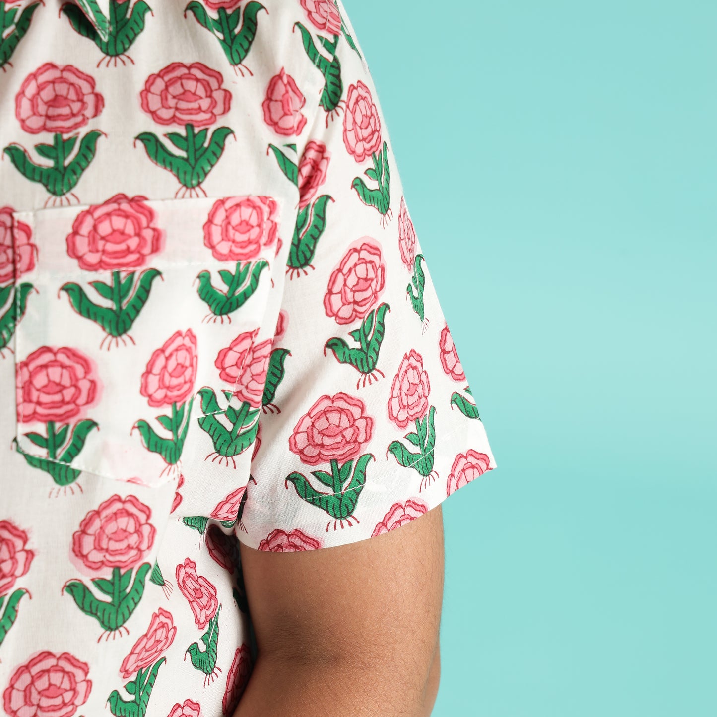 Rosy Garden Design Hand Block Printed Cotton Half Sleeve Shirt for Boys – Sanganeri Kids Wear