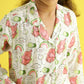 Organic Cotton Night Suit - Owl & Rainbow Print Hand Block Printed  for Girls