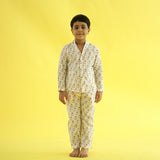 Owl Dreams Design Hand Block Printed Cotton Night Suit for Girls