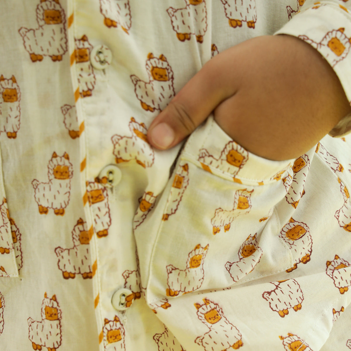 Owl Dreams Design Hand Block Printed Cotton Night Suit for Girls