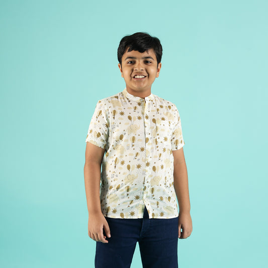 Balloon Dreams Design Hand Block Printed Cotton Half Sleeve Shirt for Boys – Sanganeri Kids Wear