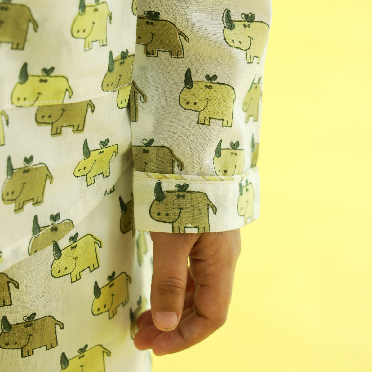 Sleepy Elephants Design Hand Block Printed Cotton Night Suit for Boys