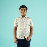 Lemon Leaf Design Hand Block Printed Cotton Half Sleeve Shirt for Boys – Sanganeri Kids Wear