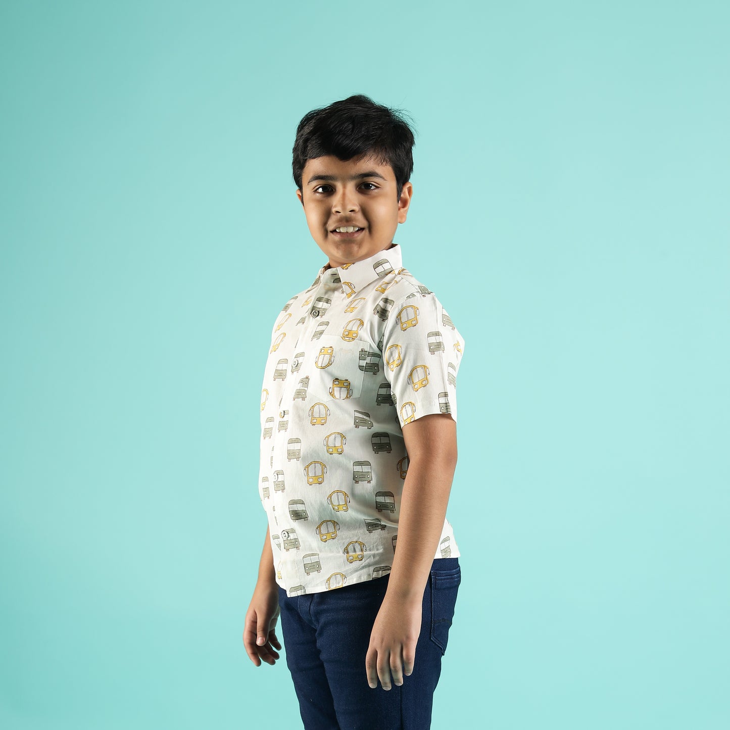 Busy Roads Design Hand Block Printed Cotton Half Sleeve Shirt for Boys – Sanganeri Kids Wear