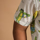 Crocodile Surfers Design Hand Block Printed Cotton Half Sleeve Shirt for Boys