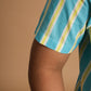 Aqua Stripe Design Hand Block Printed Cotton Half Sleeve Shirt for Boys