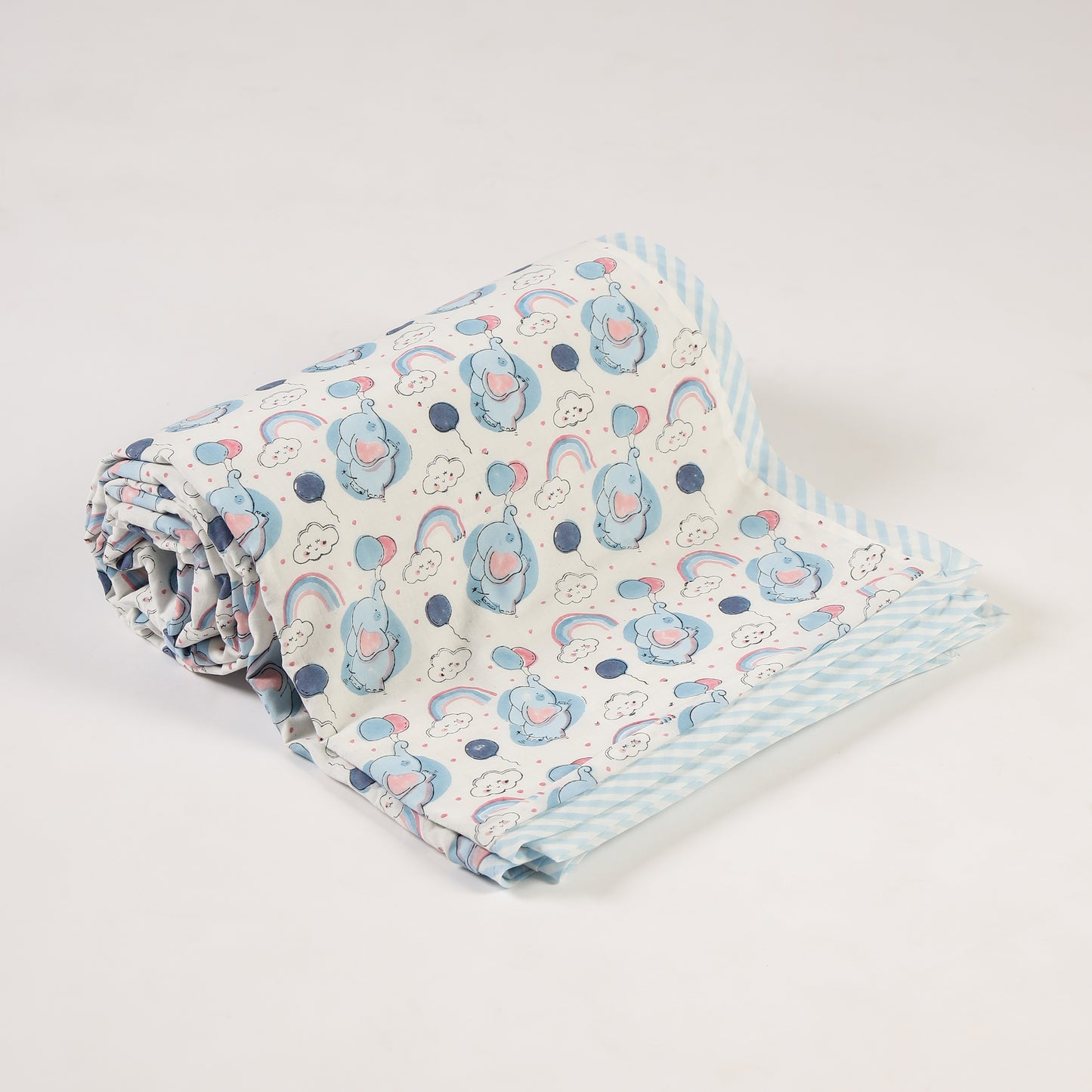 Dreamy Elephants Design Hand Block Printed Cotton Swaddle Blanket