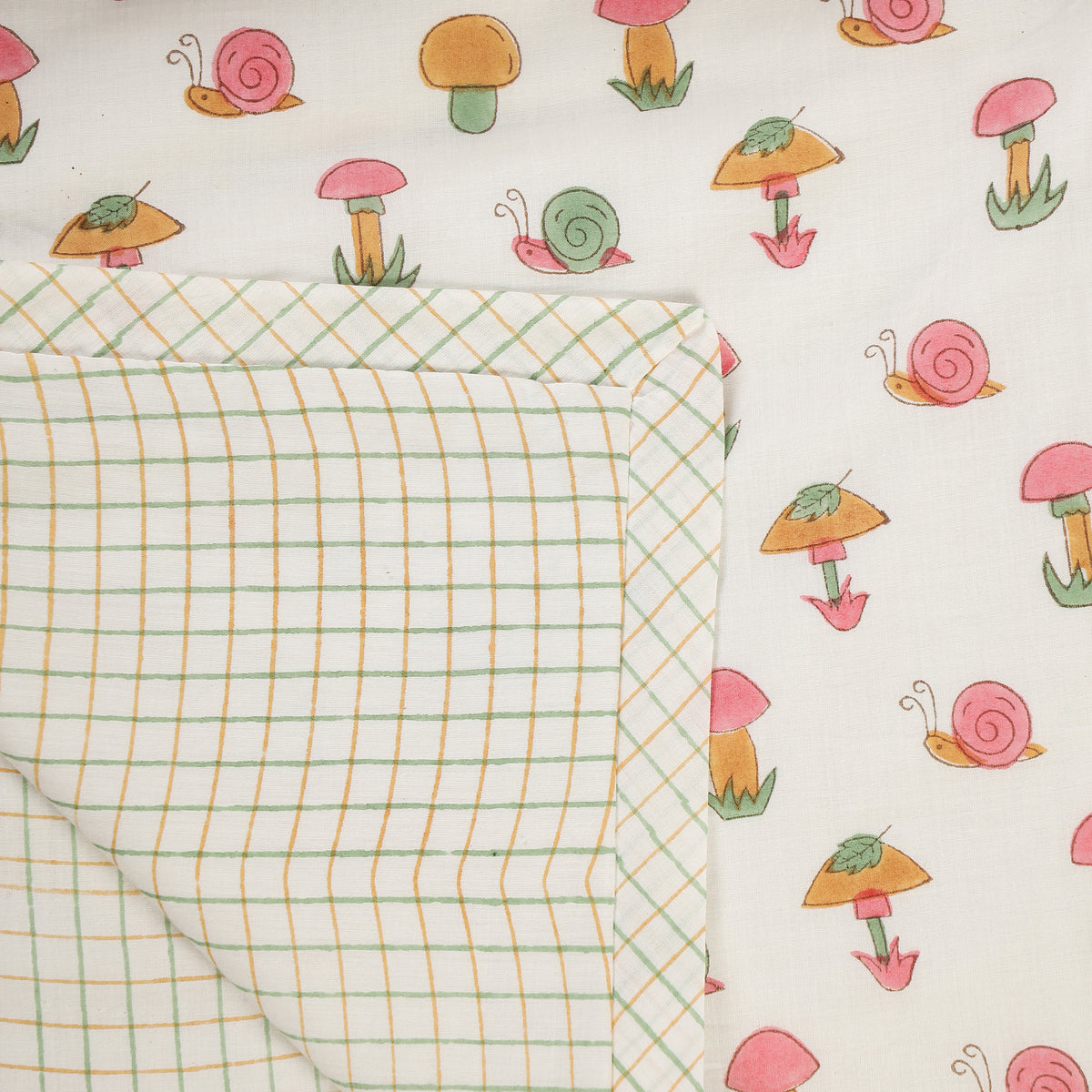 Forest Friends Design Hand Block Printed Cotton Swaddle Blanket