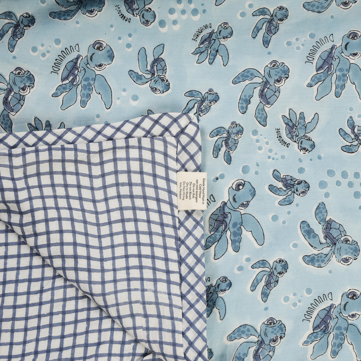 Aqua Wanderer Design Hand Block Printed Cotton Swaddle Blanket